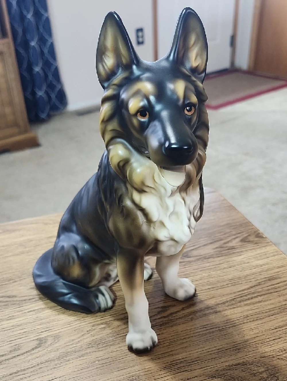 Beautiful, Large ceramic statue German Shepherd Dog Figurine Black & Tan puppy